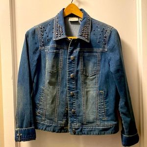 Jean jacket with bling & shiny crystal buttons.